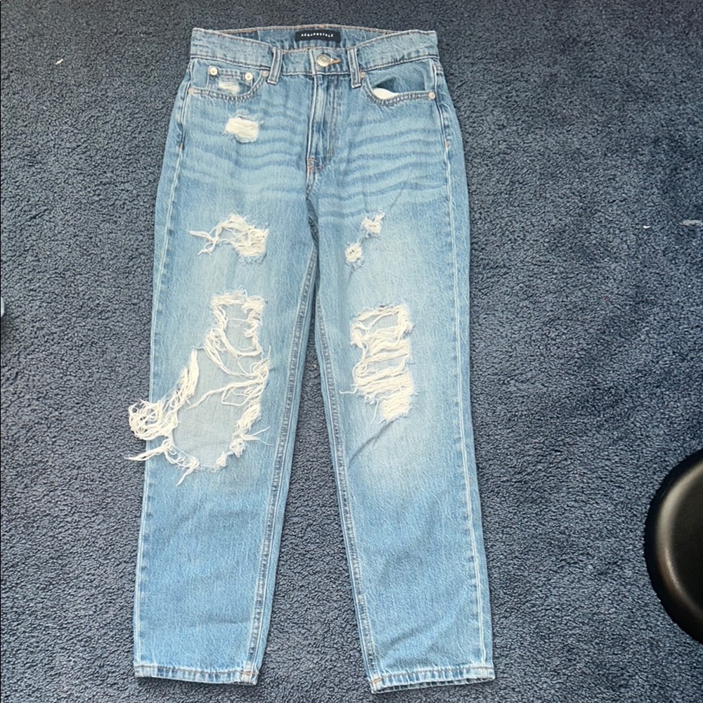 Distressed Blue Jeans